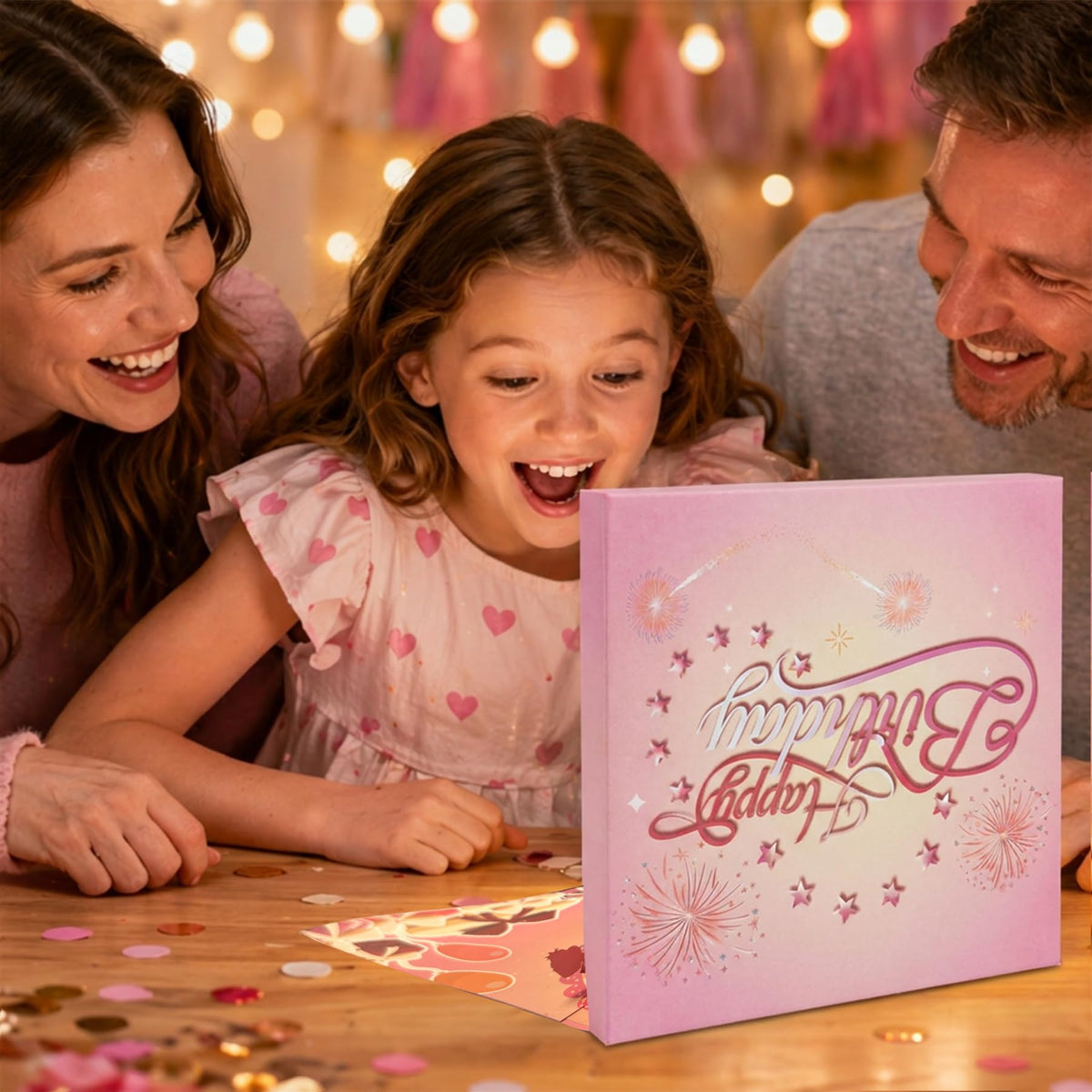 3D Pop Up Musical Birthday Card with Blow Out Candle and LED Firework Lights -Customizable Age Numbers (0-9), Envelope and Note Card, 7 x 7 Inches, Perfect for Women, Men, Kids, Family, Friends