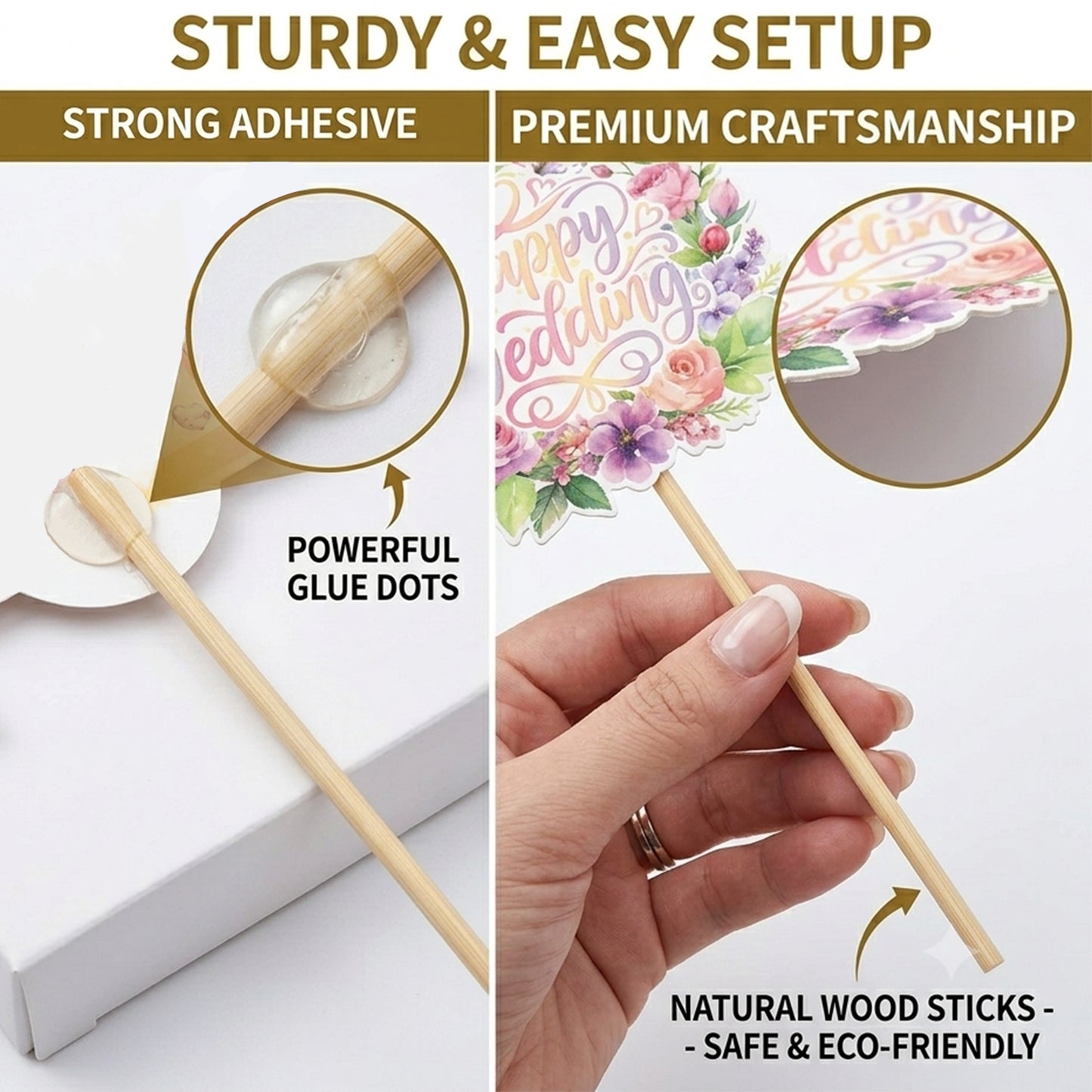 30 Pcs Wedding Photo Booth Props with Sticks, No-Glare Floral Wedding Decorations for Reception, Bridal Shower, Bachelorette Party Supplies, Engagement Photo Props Sign Kit for Guests