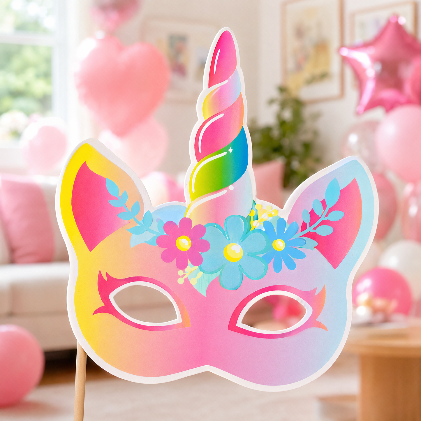 30Pcs Unicorn Photo Booth Props with Bamboo Sticks - Pastel Rainbow Birthday Party Decorations Pose Signs for Teens, Adults Birthday, Bridal Shower, Magical Selfie Studio Backdrop Cutouts