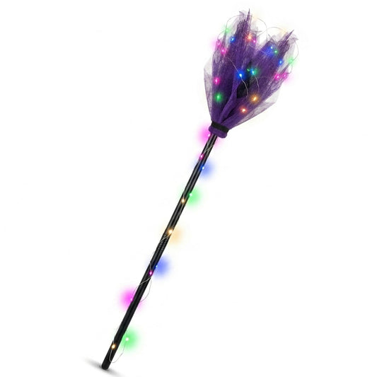 34" Kids'Light Up Witch Broom Detachable Halloween Broomstick with LED