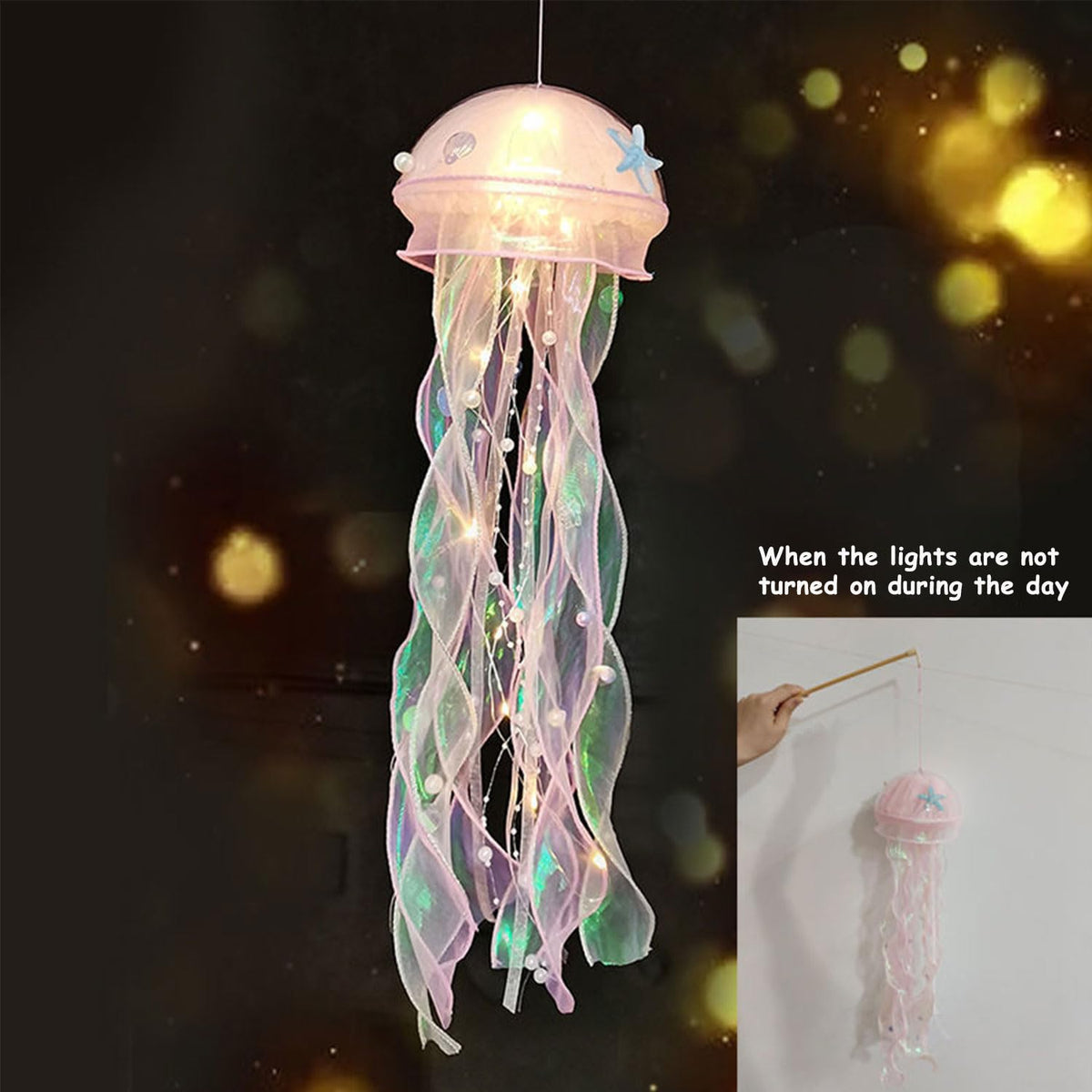 Seasons Stars SSDecor Jellyfish Lamp Led Lantern Decorations for Nursery Birthday Gift | Ocean Theme Décor | Pink Hanging Jelly Fish Light for Bedroom Little Mermaid Birthday Party Baby Shower