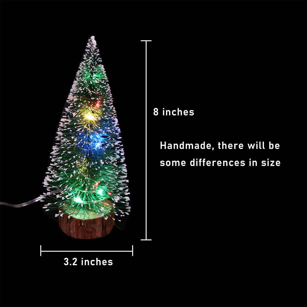 Artificial Mini Christmas Tree, Tabletop Pre-Lit Snow Frosted Xmas Tree with Wooden Bases, Best DIY Christmas Decorations for Office Table Home Xmas Holiday Party