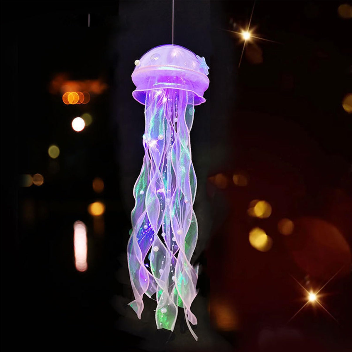 Seasons Stars SSDecor Jellyfish Lamp Led Lantern Decorations for Nursery Birthday Gift | Ocean Theme Décor | Purple Hanging Jelly Fish Light for Bedroom Little Mermaid Birthday Party Baby Shower