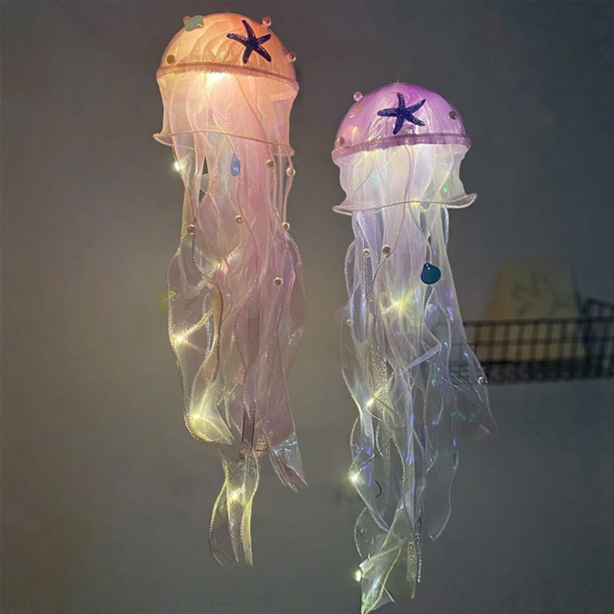 Seasons Stars SSDecor Jellyfish Lamp Led Lantern Decorations for Nursery Birthday Gift | Ocean Theme Décor | Purple Hanging Jelly Fish Light for Bedroom Little Mermaid Birthday Party Baby Shower