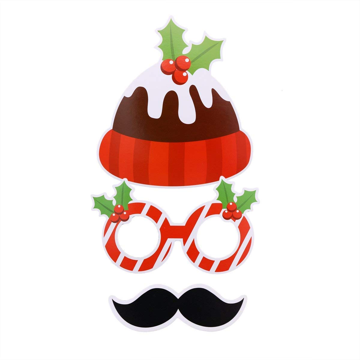 Christmas Photo Booth Props 32Pcs（Upgraded Version）, Merry Christmas Party Pose Sign, Red and Green Xmas Party Supplies Decorations