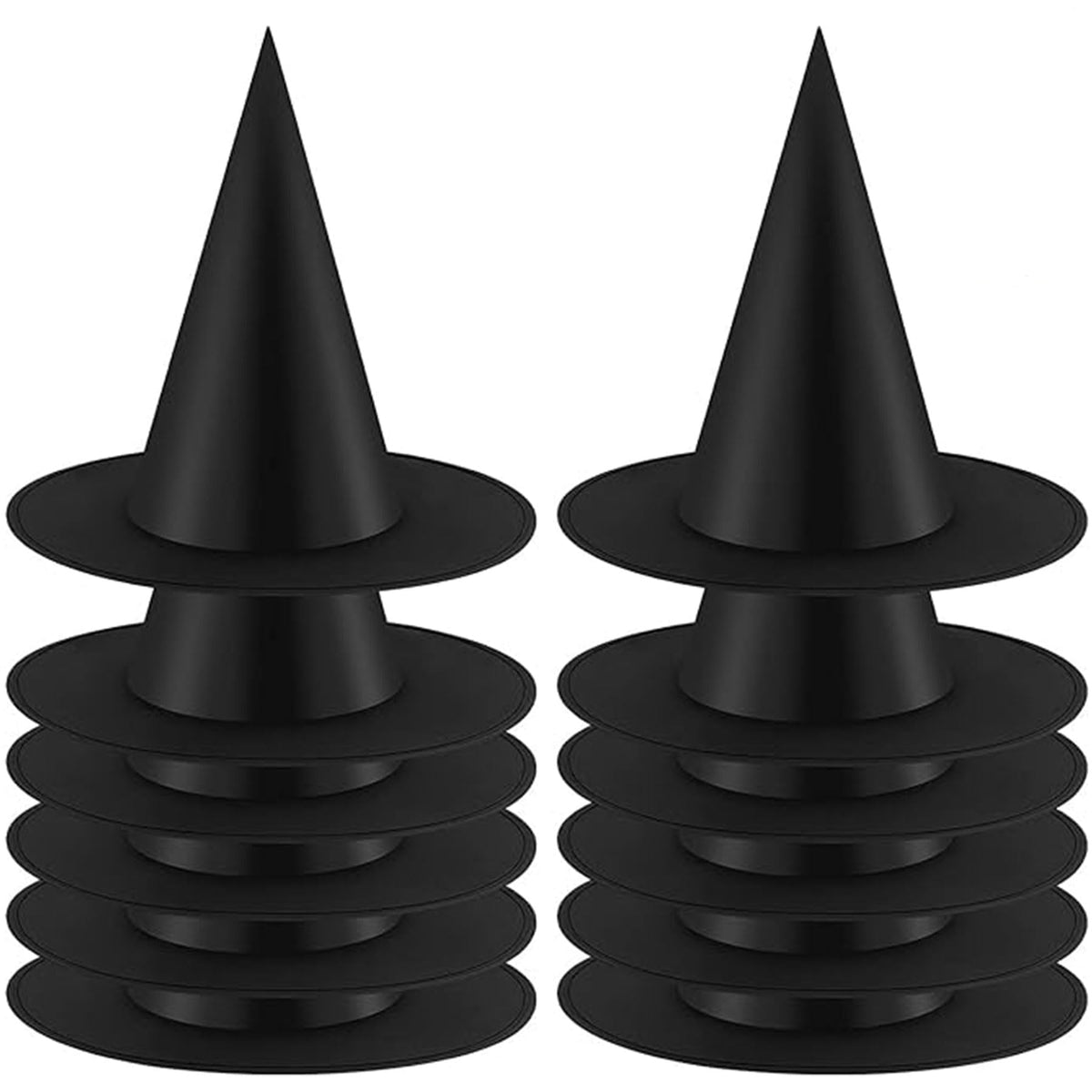 12PCS Halloween Black Witch Hats - Oxford Fabric Witch Costume Accessory for Women & Men, Collapsible Design for Halloween Party, Cosplay, Trick-or-Treat & Decor