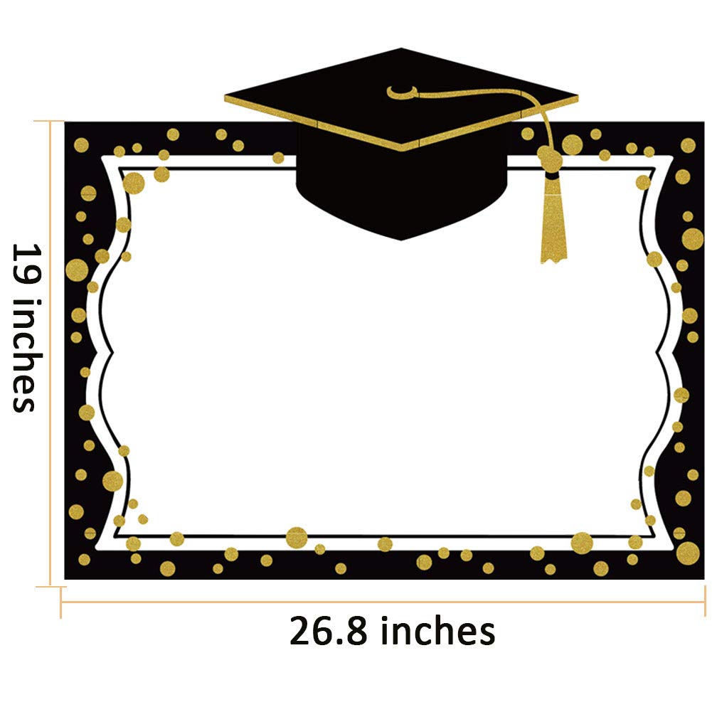 2026 Graduation Selfie Photo Booth Frame Black and Gold with 18Pcs Graduation Photo Booth Props, Upgraded Version with Support Cardboard, 2026 Grad Party Pose Sign