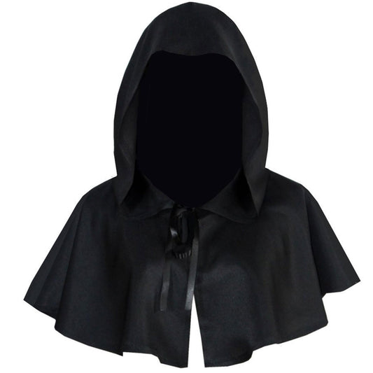 Halloween Black Hooded Cowl Cloak Cape for Halloween Cosplay Costume
