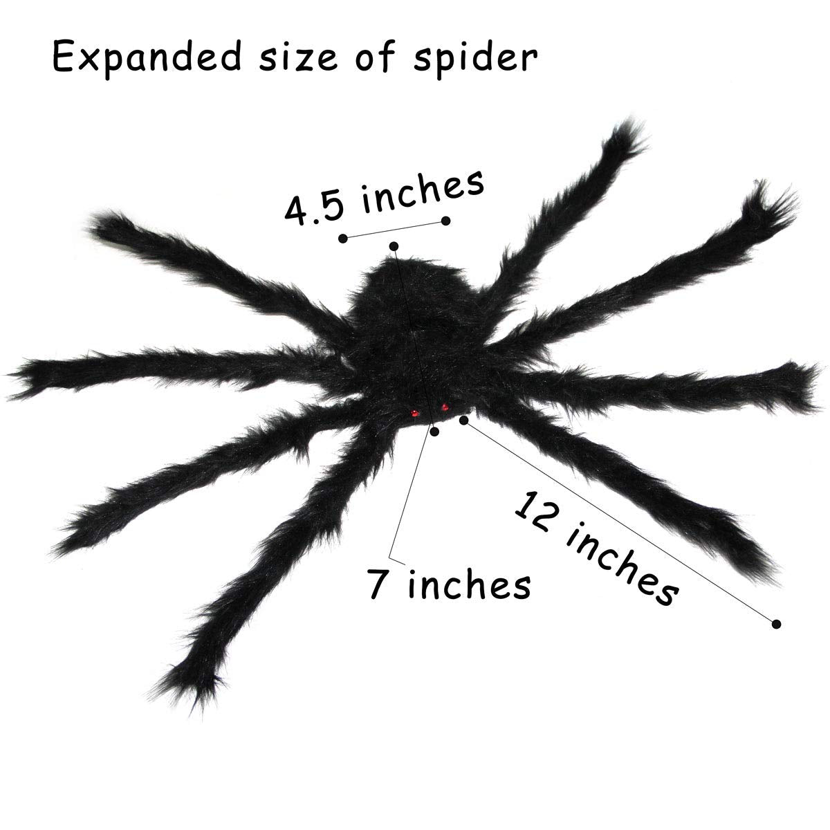 2 PCS 30 Inches Giant Halloween Spider with Red Eyes Posable Hairy Prop