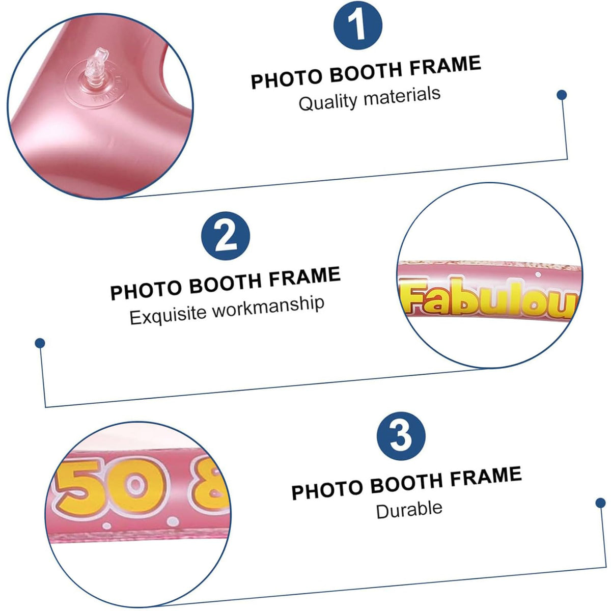 50th Birthday Inflatable Selfie Photo Frame with Photo Booth Props Set, 50 Birthday Party Selfie Props and Frame(21x27 Inches) for Pictures and Decorations Women’s 50th Birthday Party Supplies