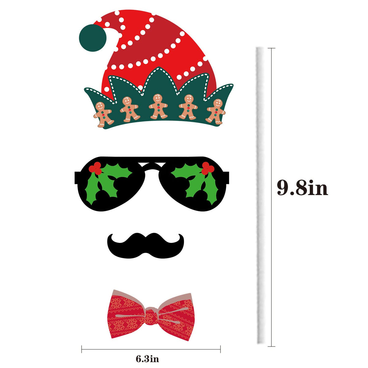 Christmas Photo Booth Props 36Pcs（Upgraded Version, Merry Christmas Party Pose Sign, Red and Green Xmas Party Supplies Decorations
