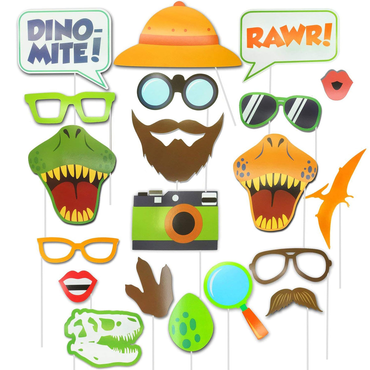 Dinosaur Photo Booth Props - Dinosaur Birthday Party Supplies Dino Colorful Photo Props Party Supplies