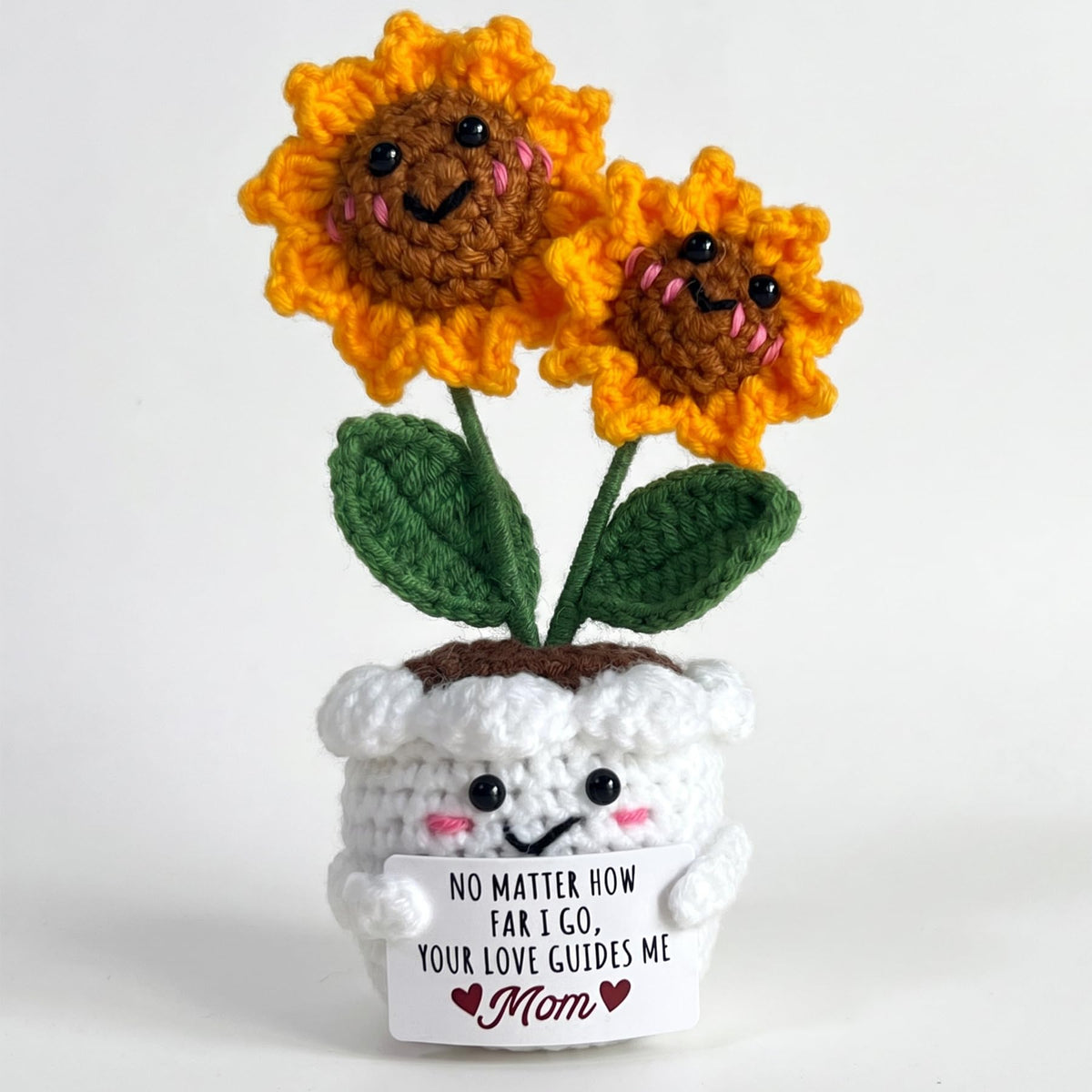 Seasons Stars SSDecor Gifts for Mom-Handmade Eternal Lovable Crochet Sunflower in Cute Pot with Emotional Message Card Ideas, Mom Birthday Gifts from Daughter, Ideas, Mama Gift