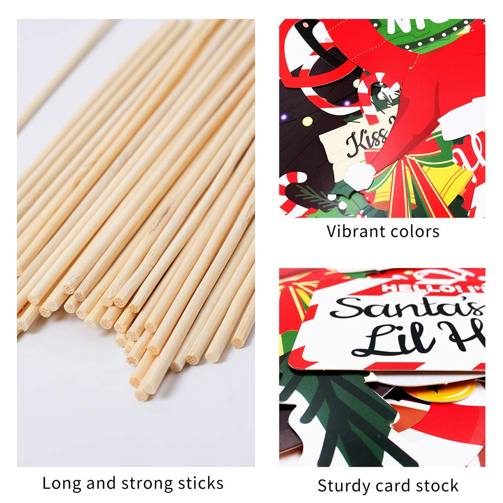 Christmas Photo Booth Props 36Pcs, Xmas Party Supplies Pose Sign