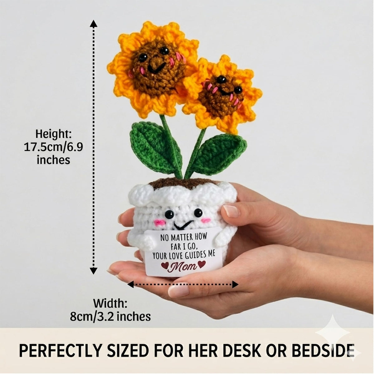 Seasons Stars SSDecor Gifts for Mom-Handmade Eternal Lovable Crochet Sunflower in Cute Pot with Emotional Message Card Ideas, Mom Birthday Gifts from Daughter, Ideas, Mama Gift