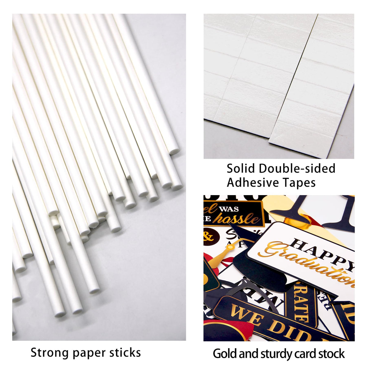 Graduation Photo Booth Props, Blue Black Red Gold Graduation Decorations for Congrats Grad Party Supplies, Upgraded Version with Long Stick, 2026 Grad Party Pose Sign-32Pcs