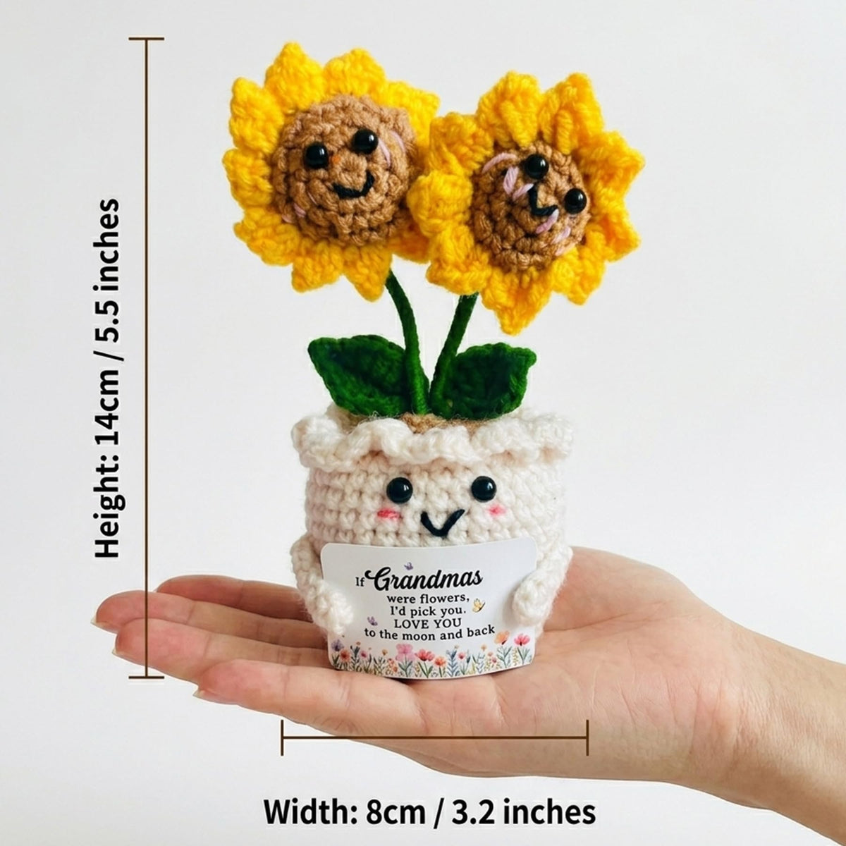 Seasons Stars SSDecor Handmade Emotional Support Crochet Sunflower Gift for Grandma - Positive Crochet Gifts, Sentimental Birthday for Grandmother, Unique Hand-Knitted Forever Bouquet