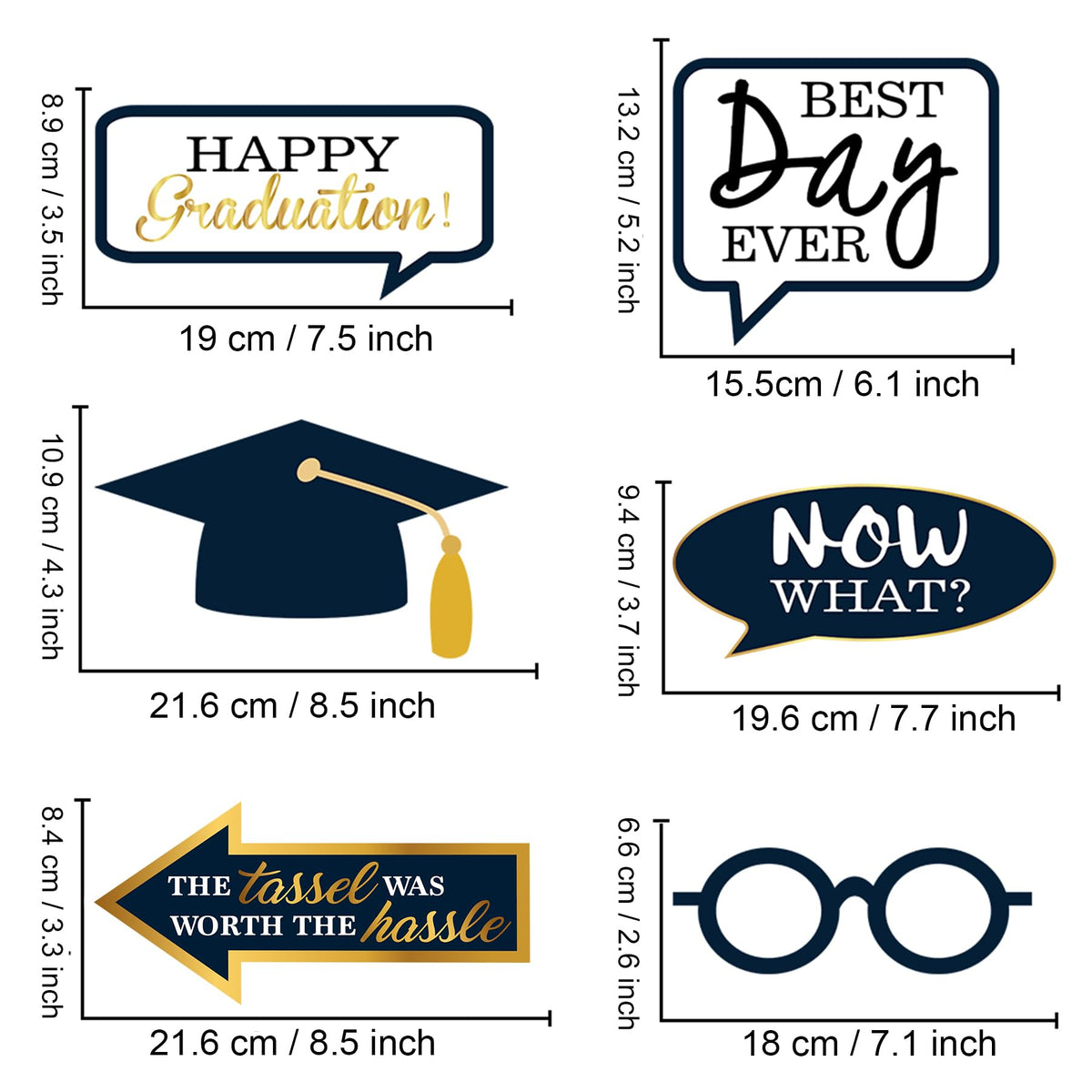 Graduation Photo Booth Props, Blue Black Red Gold Graduation Decorations for Congrats Grad Party Supplies, Upgraded Version with Long Stick, 2026 Grad Party Pose Sign-32Pcs