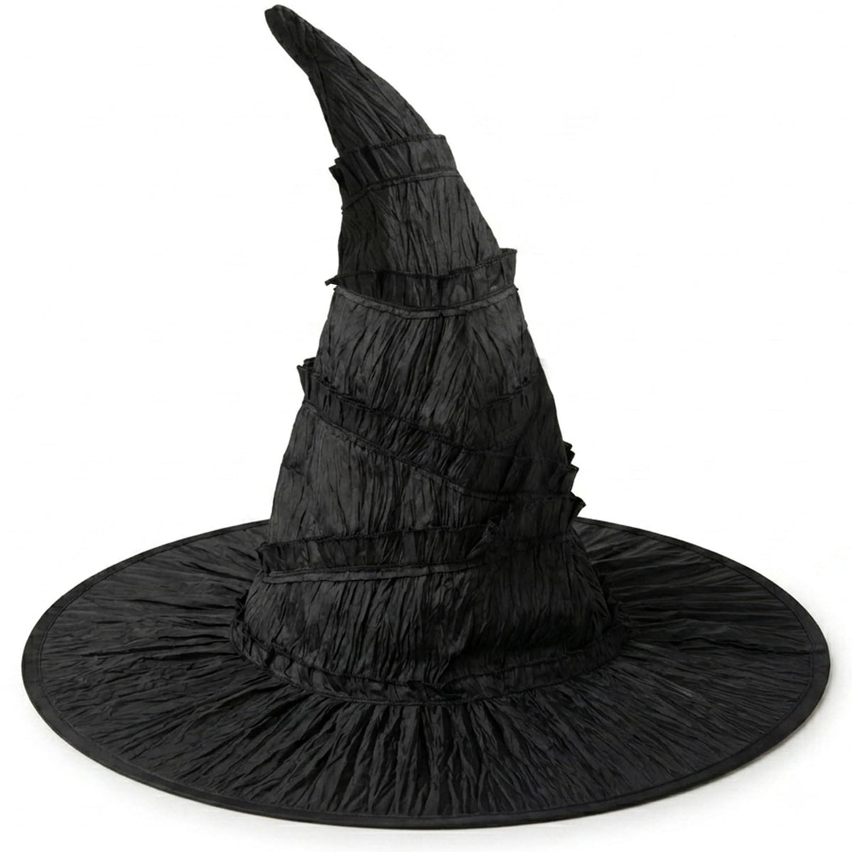 15.8" Halloween Black Ruched Witch Hat for Women Girls Costume