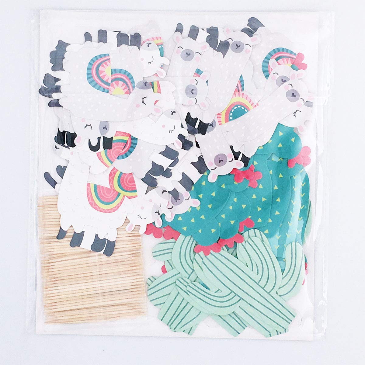Llama Cactus Alpaca Cupcake Topper (48Pcs), Mexican Taco Llama Fiesta Cinco De Mayo Party Supplies Birthday Baby Shower Party Decorations
