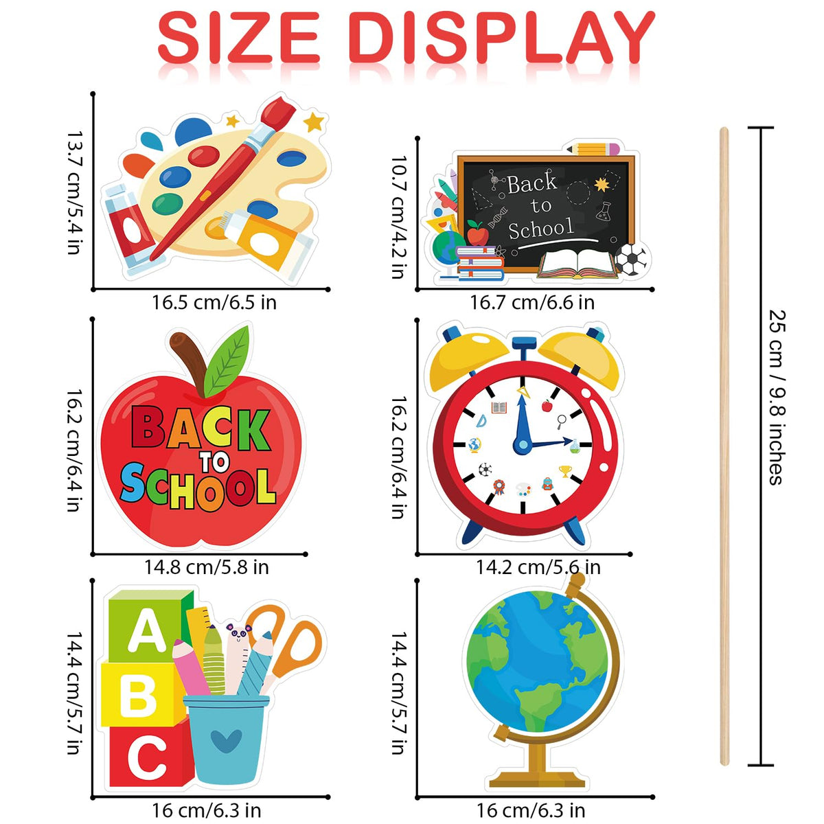 24Pcs Back to School Decorations Table Centerpiece Sticks - First Day of School Welcome to School Classroom Decorations Table Toppers, Double-Sided Classroom Centerpieces