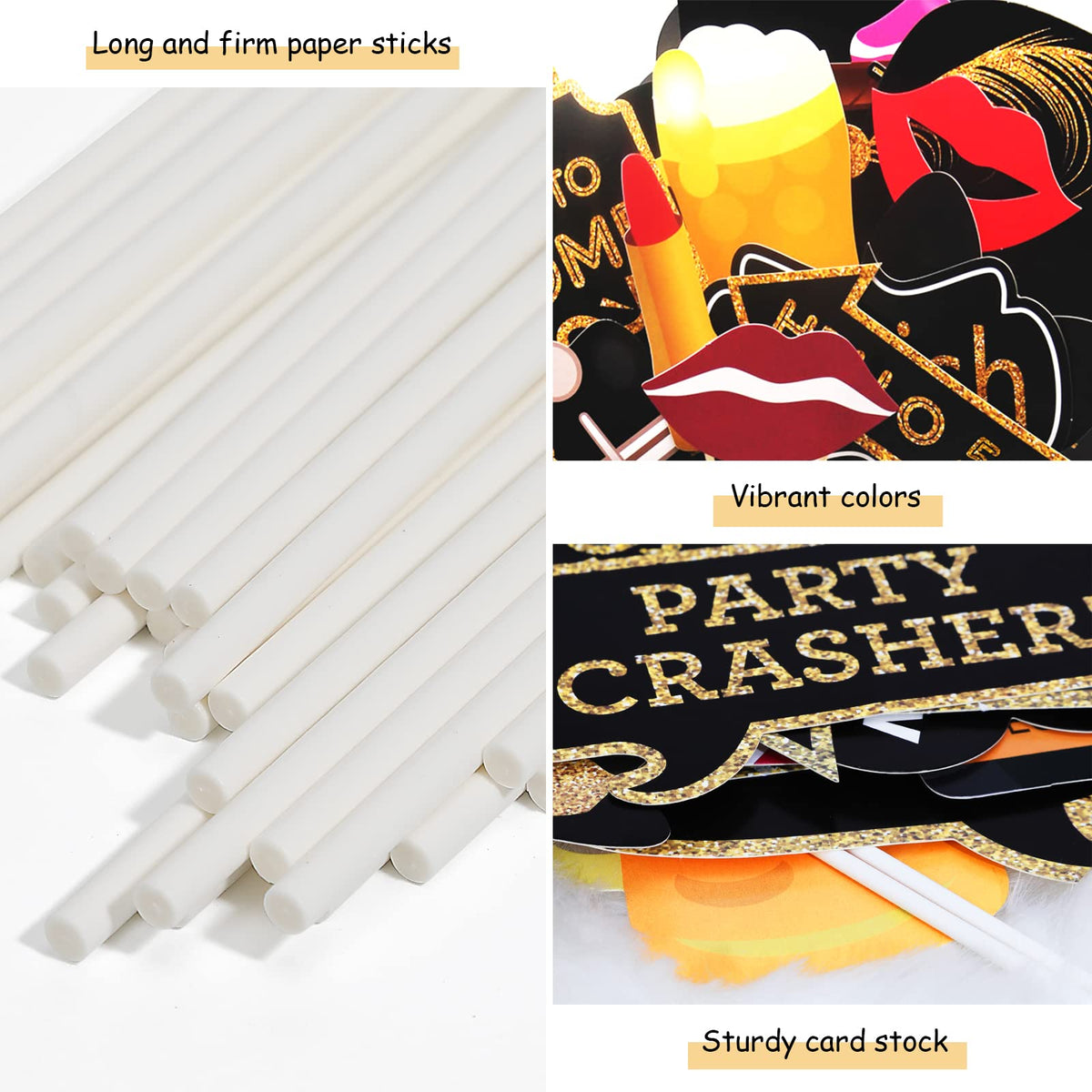60th Birthday Photo Booth Props - 41 Pcs Black and Gold 60 Birthday Party Decorations for Men Women, Funny Birthday Photo Props with Sticks, Milestone Birthday Party Supplies, Cheers to 60 Years
