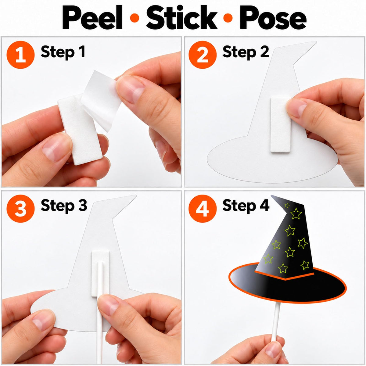 Halloween Photo Booth Props with Sticks Spooky Selfie Party Decorations