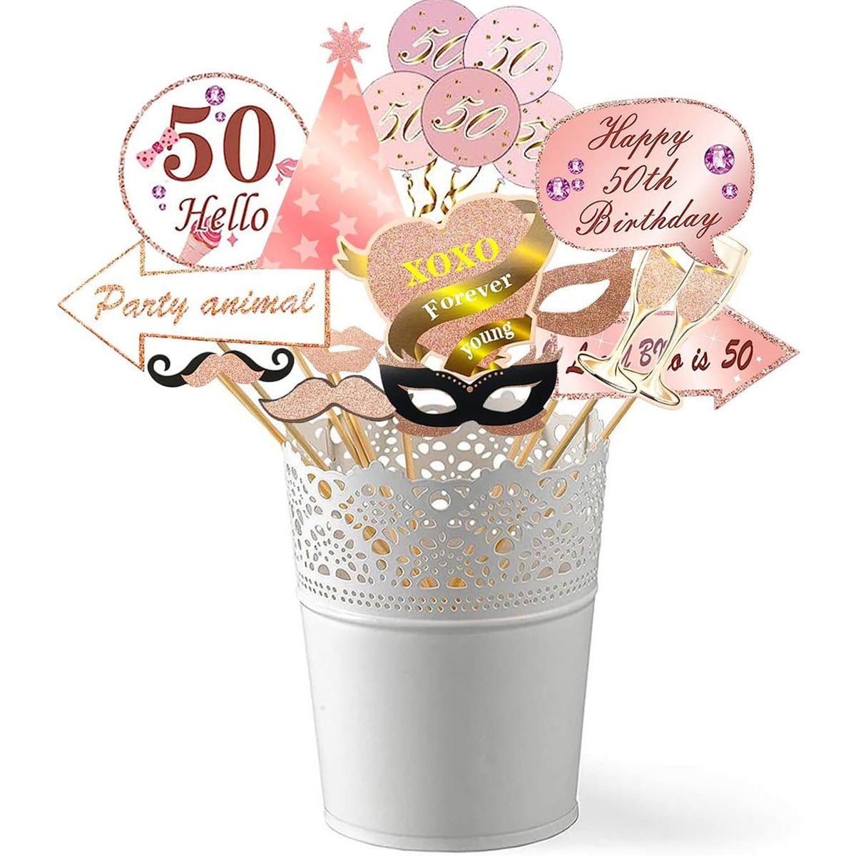 50th Birthday Inflatable Selfie Photo Frame with Photo Booth Props Set, 50 Birthday Party Selfie Props and Frame(21x27 Inches) for Pictures and Decorations Women’s 50th Birthday Party Supplies