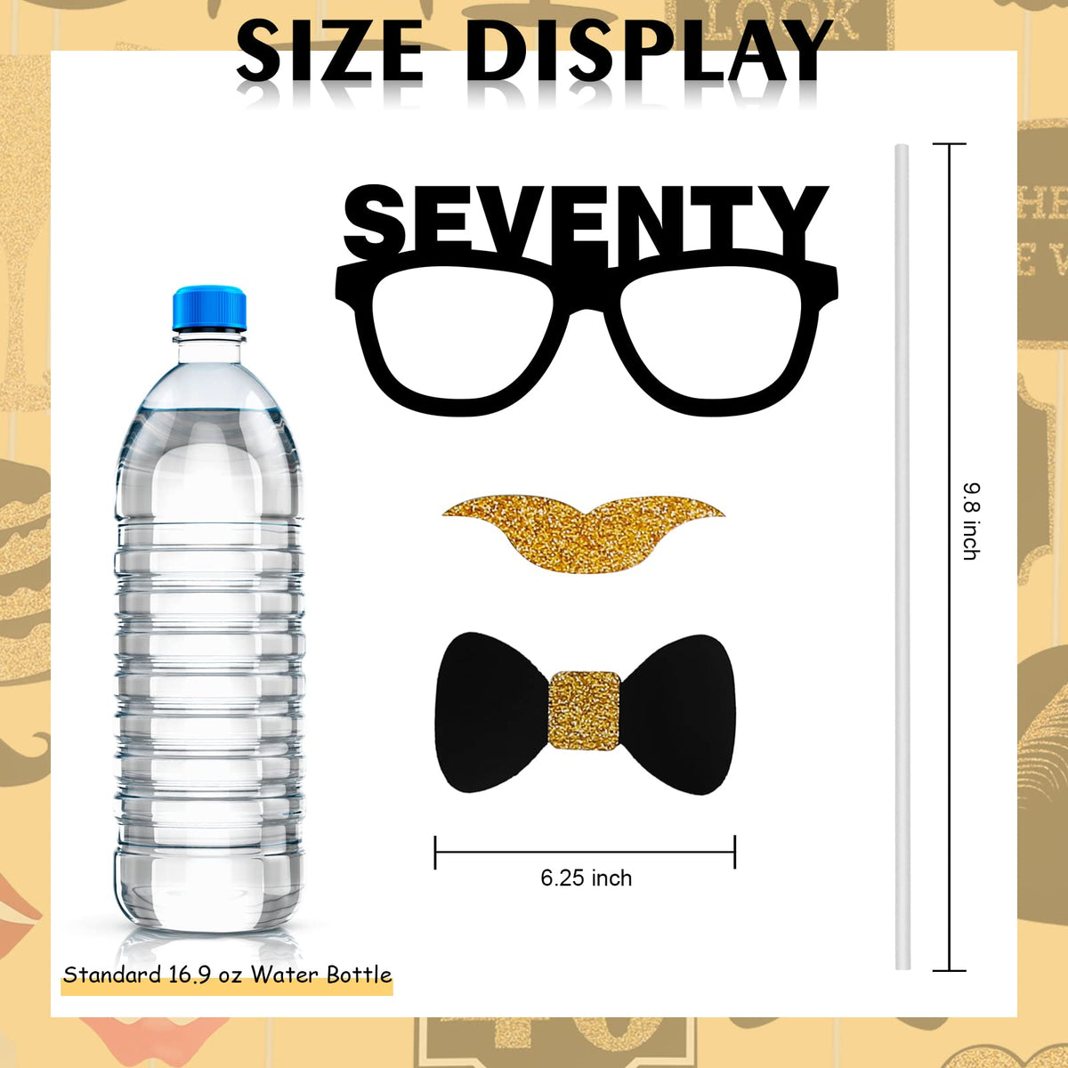 Adult 70th Birthday Photo Booth Props(41Pcs) for Her Him Cheers to 70 Years Birthday Party, Gold and Red Decorations, 70th Happy Birthday Party Supplies for Men Women