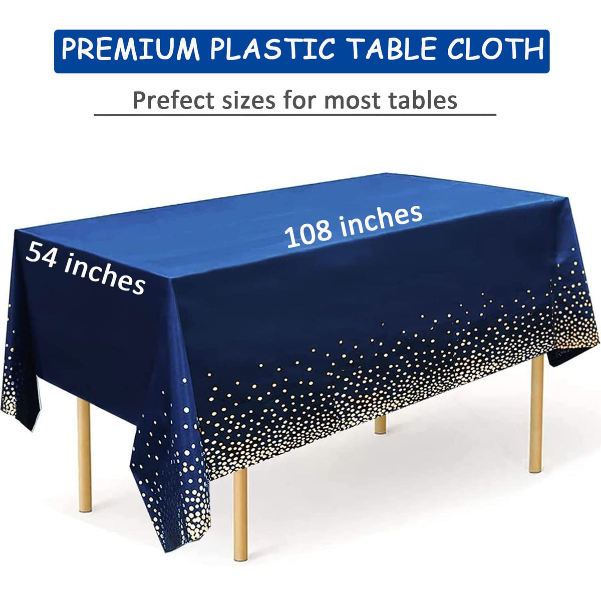 Seasons Stars SSDecor Navy Blue Birthday Party Tablecloths 2 Pcs-Birthday Graduation Table Cover, Plastic Disposable Waterproof Tablecloth, Confetti TableCover for Parties 54 x 108