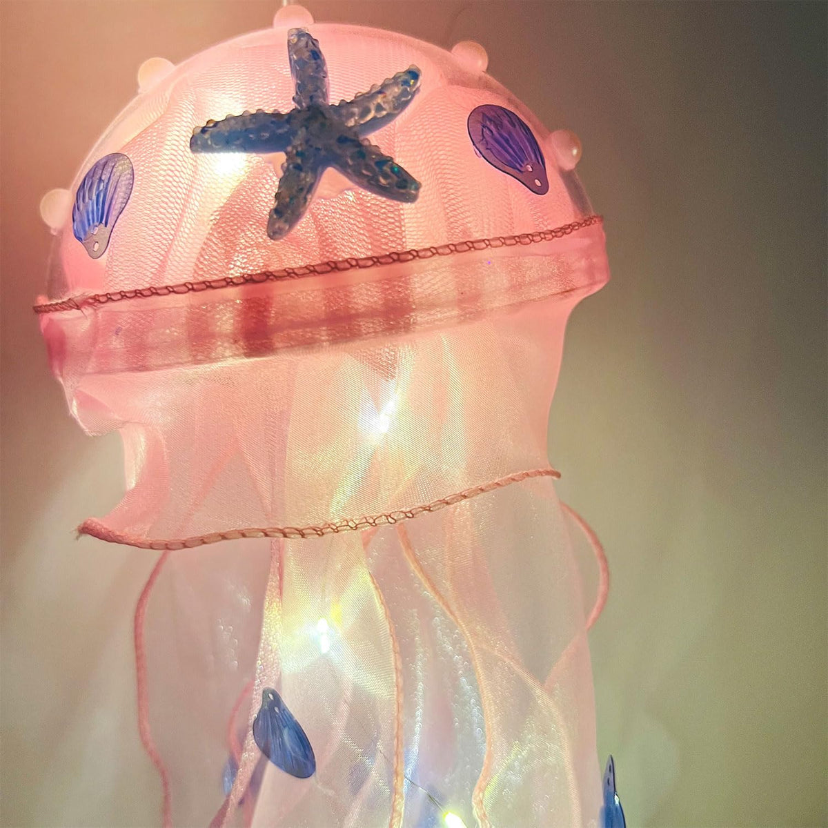 Seasons Stars SSDecor Jellyfish Lamp Led Lantern Decorations for Nursery Birthday Gift | Ocean Theme Décor | Pink Hanging Jelly Fish Light for Bedroom Little Mermaid Birthday Party Baby Shower