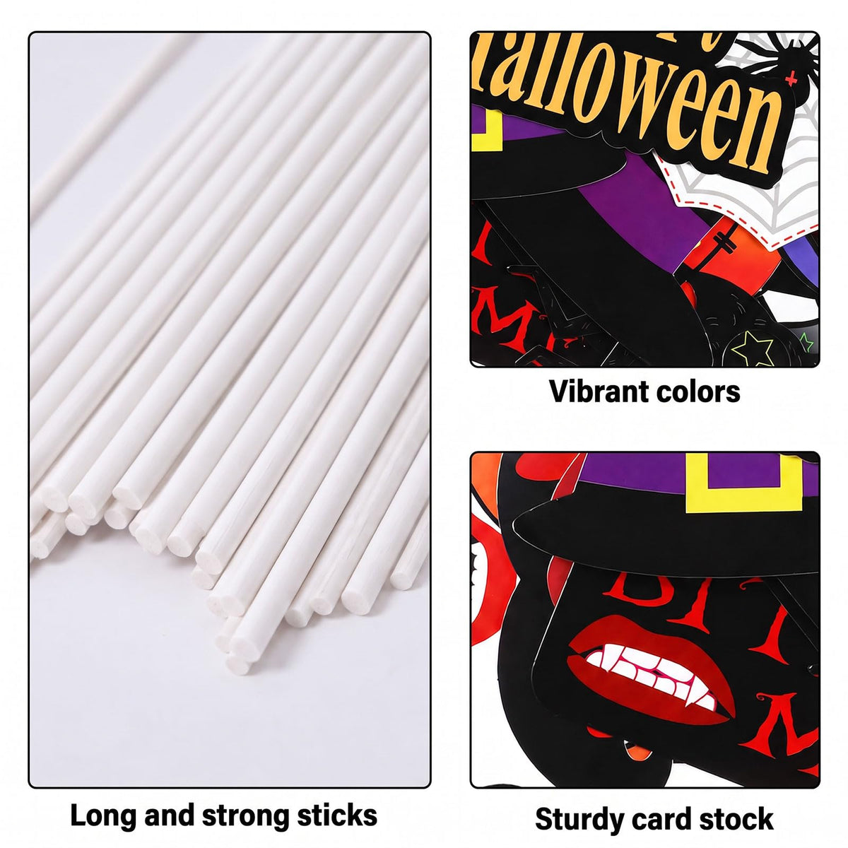 Halloween Photo Booth Props with Sticks Spooky Selfie Party Decorations