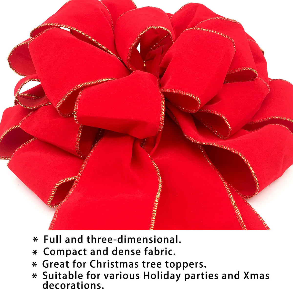 47in Velvet Red Bow for Christmas Tree Topper with 4 Long Tails, Waterproof Large Velvet Christmas Bows with Gift Box for Front Door, Garage, Car, Door, House Holiday Decoration