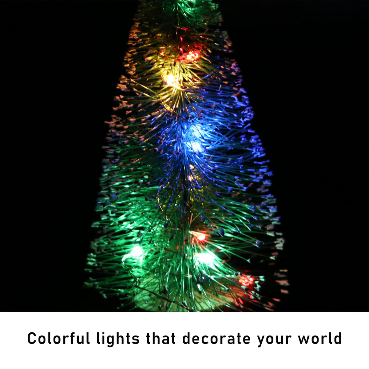 Artificial Mini Christmas Tree, Tabletop Pre-Lit Snow Frosted Xmas Tree with Wooden Bases, Best DIY Christmas Decorations for Office Table Home Xmas Holiday Party