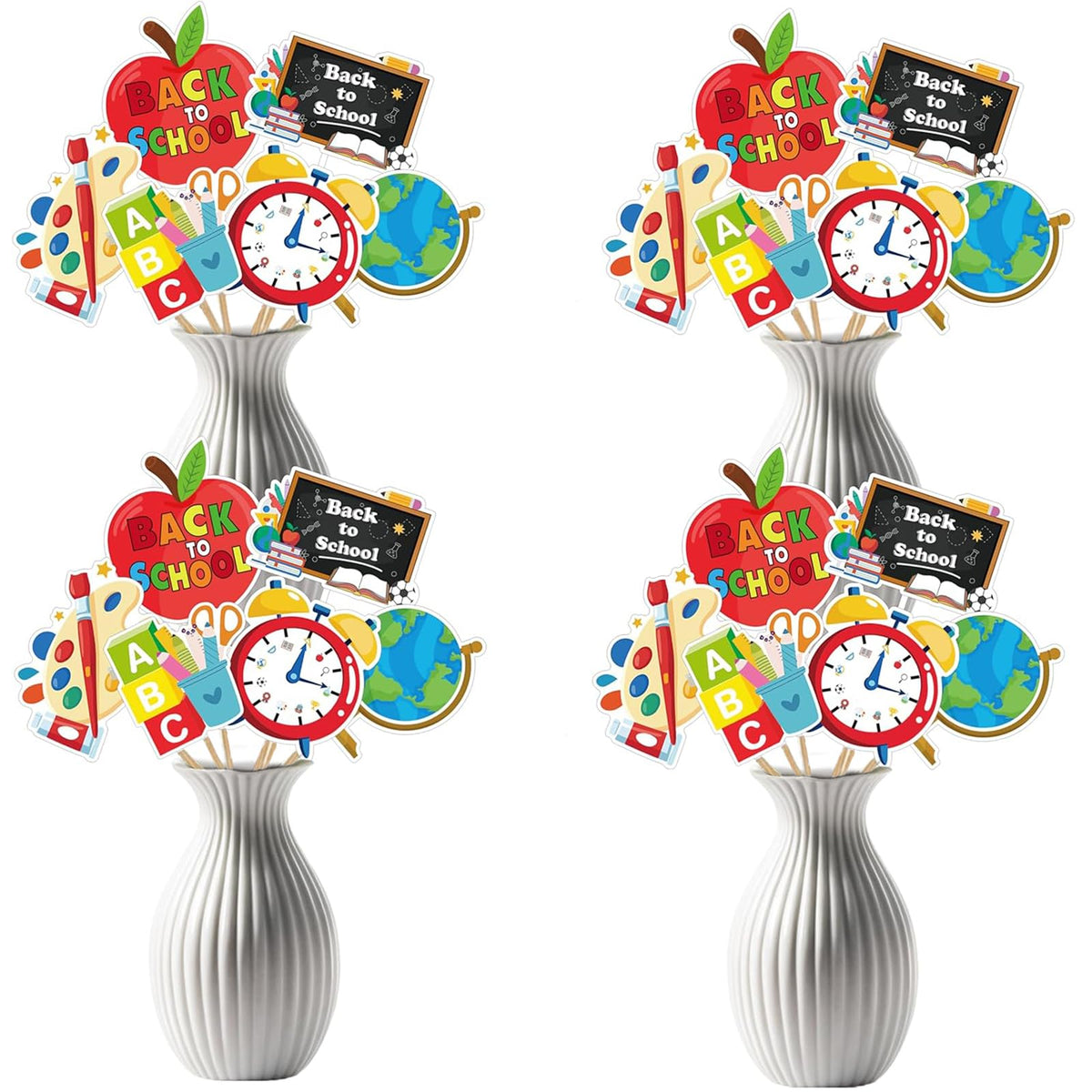 24Pcs Back to School Decorations Table Centerpiece Sticks - First Day of School Welcome to School Classroom Decorations Table Toppers, Double-Sided Classroom Centerpieces