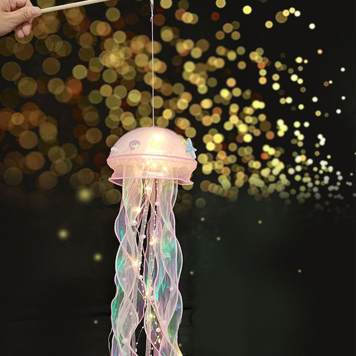 Seasons Stars SSDecor Jellyfish Lamp Led Lantern Decorations for Nursery Birthday Gift | Ocean Theme Décor | Pink Hanging Jelly Fish Light for Bedroom Little Mermaid Birthday Party Baby Shower