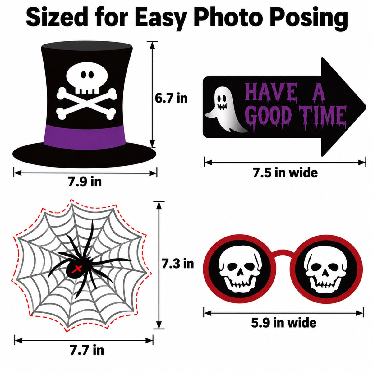 Halloween Photo Booth Props with Sticks Spooky Selfie Party Decorations