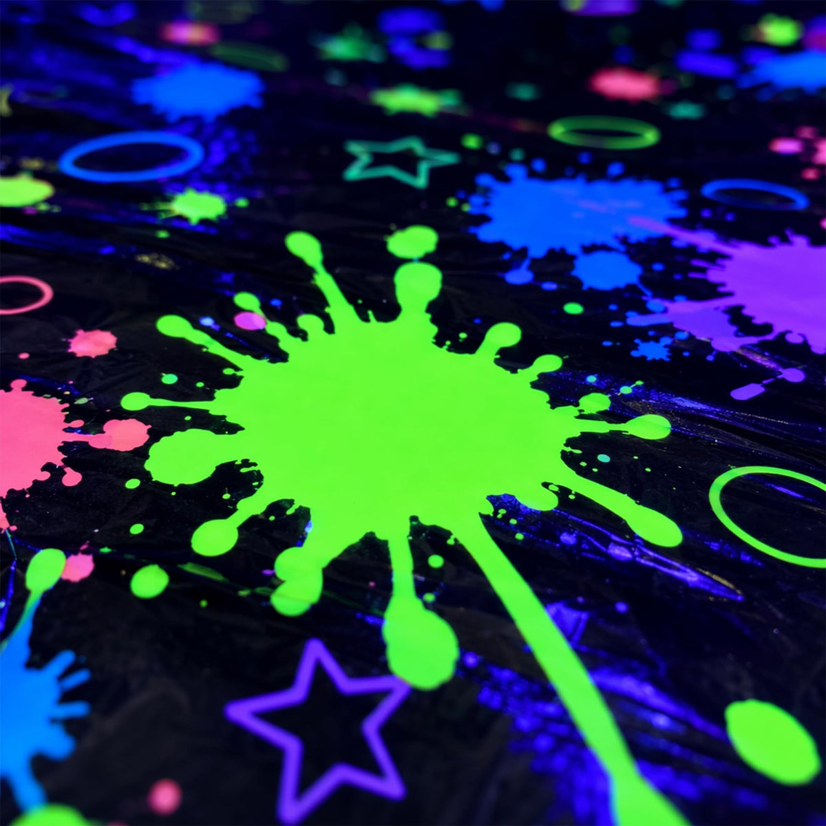 2 Pack Neon Paint Splatter Glow in the Dark Plastic Tablecloth 54x108 Inch