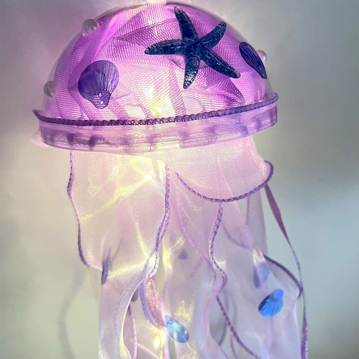 Seasons Stars SSDecor Jellyfish Lamp Led Lantern Decorations for Nursery Birthday Gift | Ocean Theme Décor | Purple Hanging Jelly Fish Light for Bedroom Little Mermaid Birthday Party Baby Shower