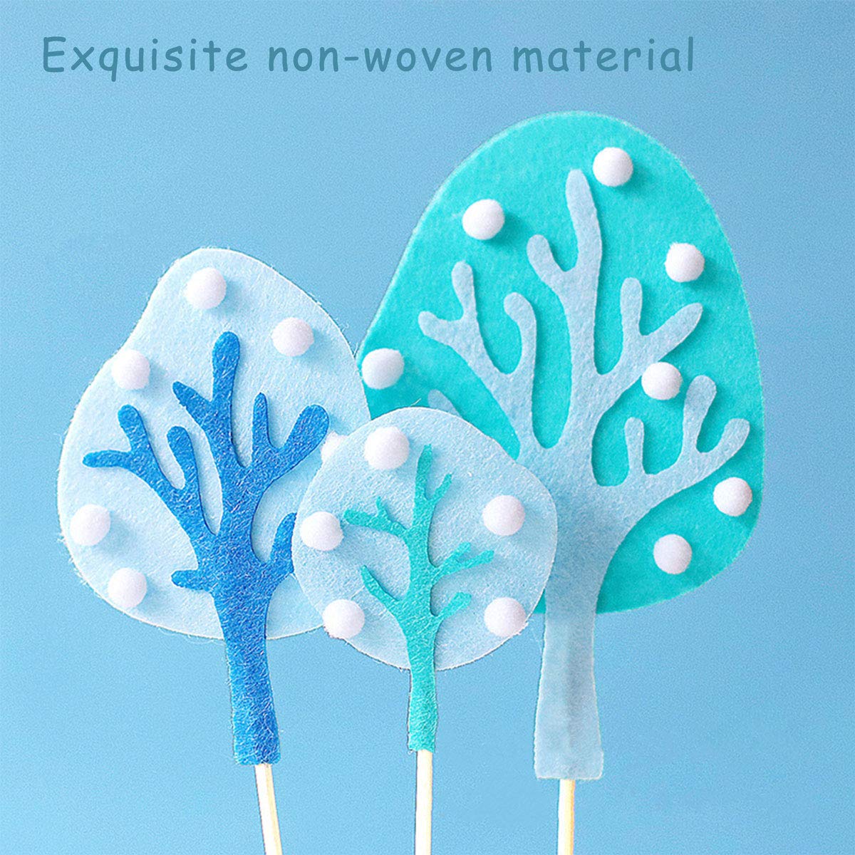 Winter Snowflake Woodland Snow Trees Cake Toppers, Handmade Frozen Theme Cake Decorations for Christmas, Birthday, Baby Shower Party, Kids Birthday Party Supplies
