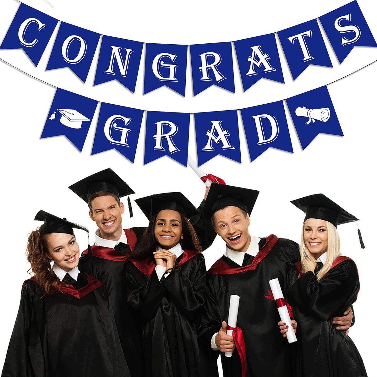 2026 Congrats Grad Banner with Graduation Cap Sign(Assembled) Class of 2026 Graduation Party Supplies Congratulation Grad Garland to Celebrate