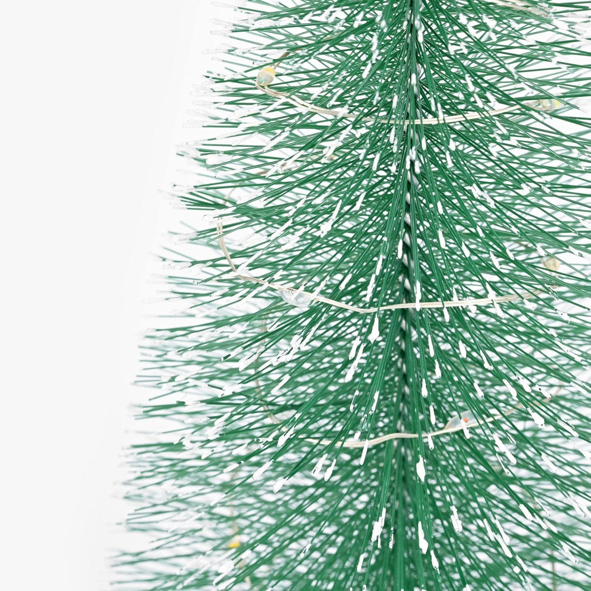 Artificial Mini Christmas Tree, Tabletop Pre-Lit Snow Frosted Xmas Tree with Wooden Bases, Best DIY Christmas Decorations for Office Table Home Xmas Holiday Party