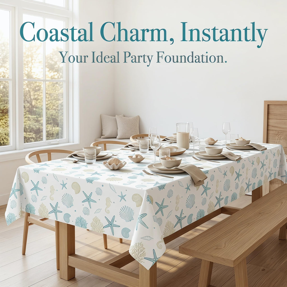 2 Pack Under the Sea Theme Plastic Disposable Tablecloth 54" x 108"