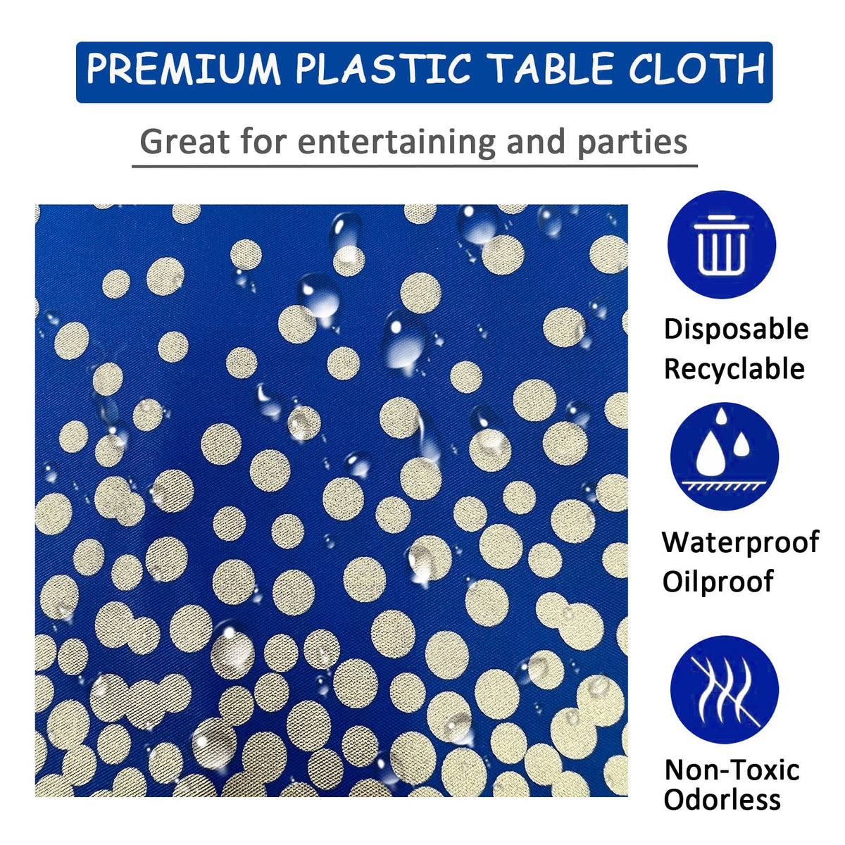 Seasons Stars SSDecor Navy Blue Birthday Party Tablecloths 2 Pcs-Birthday Graduation Table Cover, Plastic Disposable Waterproof Tablecloth, Confetti TableCover for Parties 54 x 108