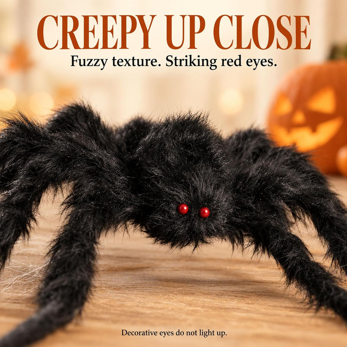 Halloween Black Spider Decorations 2 Pack Red Eyes Fuzzy Posable Legs