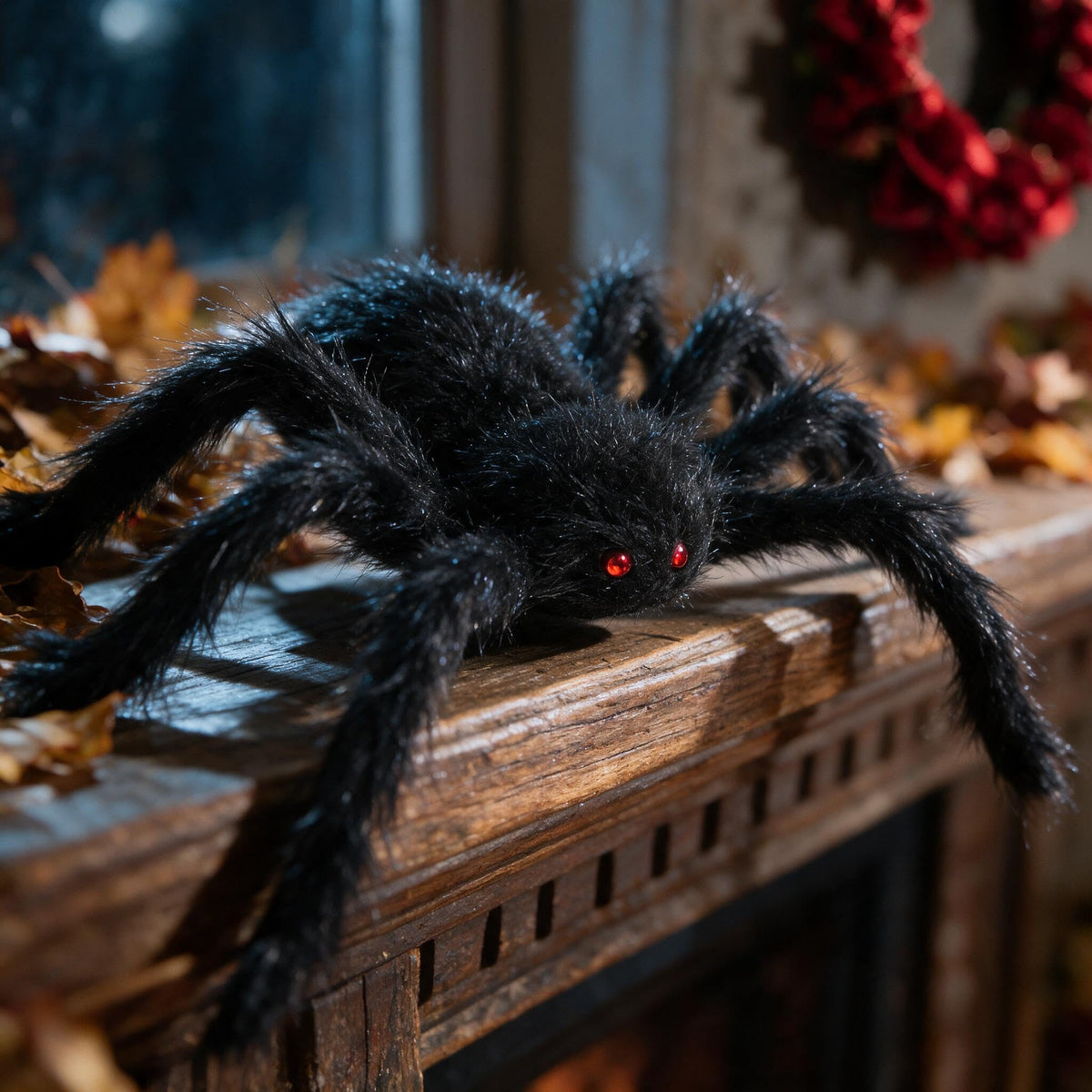 2 PCS 30 Inches Giant Halloween Spider with Red Eyes Posable Hairy Prop