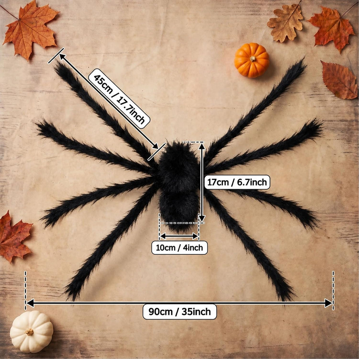 Halloween Black Spider Decorations 2 Pack Red Eyes Fuzzy Posable Legs