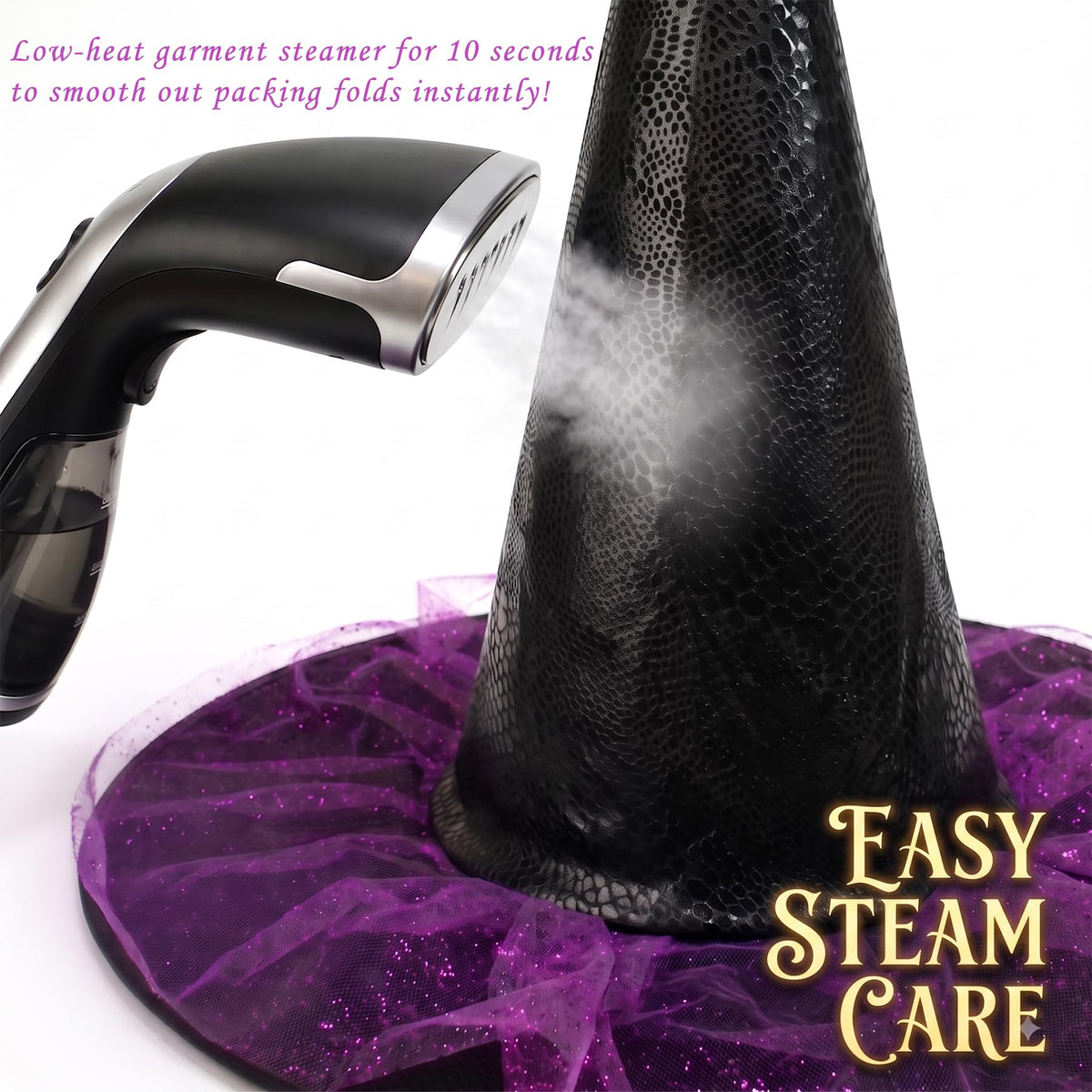 Kids Witch Hat with Glitter Tulle for Halloween Costume-Black and Purple