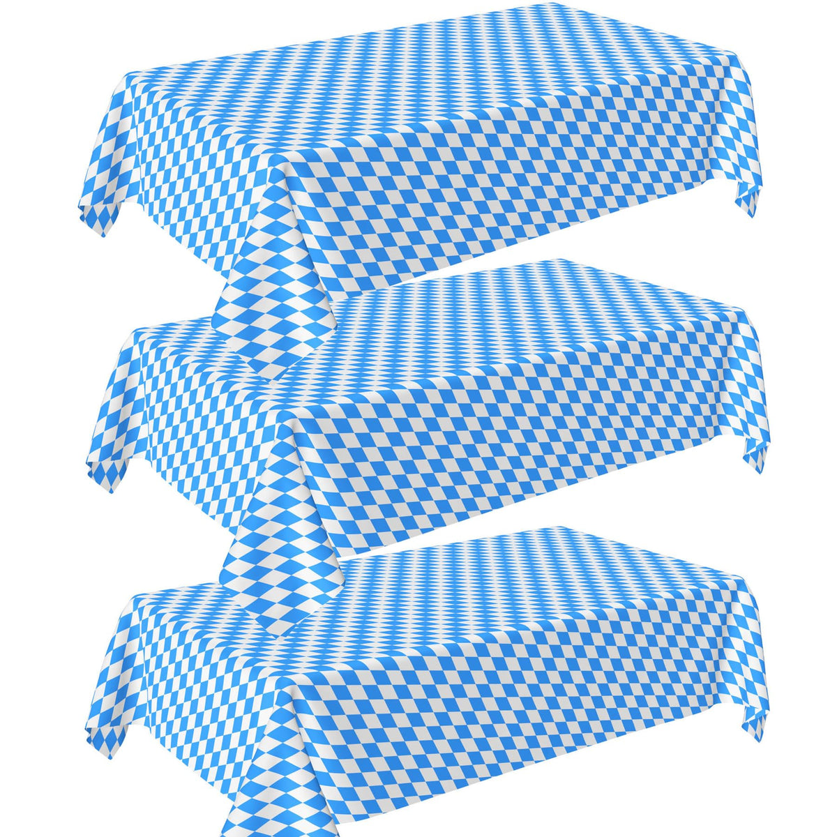 Seasons Stars SSDecor Oktoberfest Tablecloth 3 Pieces, Blue White Check Oktoberfest Tablecloth, Plastic German Oktoberfest Bavarian Table Cover for Oktoberfest Party Decorations Supplies