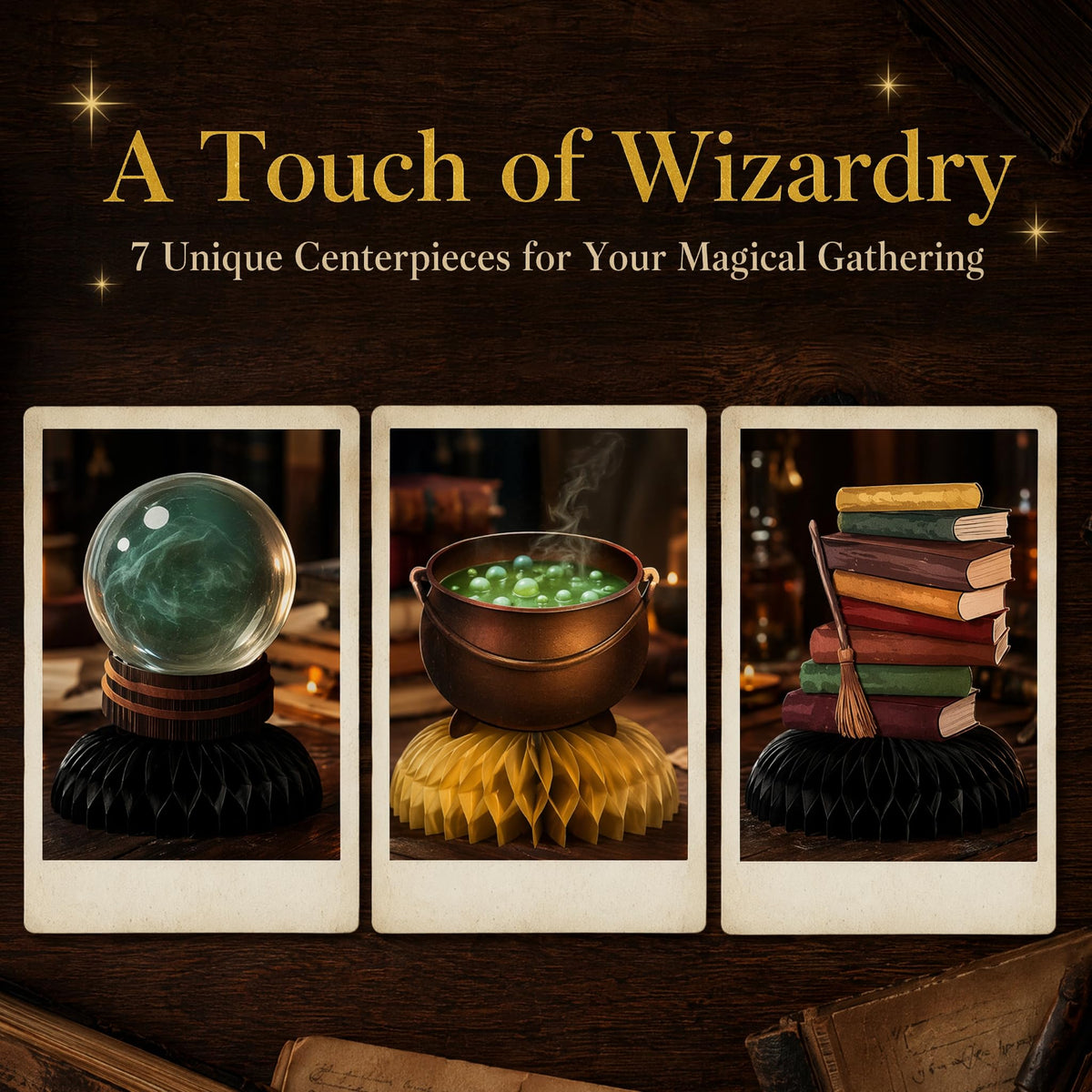 7 Pcs Wizard Party Centerpieces - Magical School Theme Honeycomb Table Decorations,Magical Table Toppers for Witchcraft Birthday Party Supplies Movie Night Room Decor